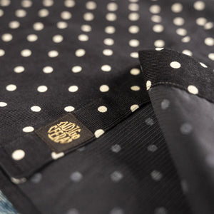 Indigofera Ike Polkadot Corduroy Shirt Black Close Up Hem