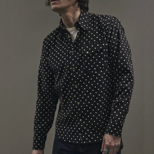Indigofera Ike Polkadot Corduroy Shirt Black Worn