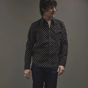 Indigofera Ike Polkadot Corduroy Shirt Black Worn