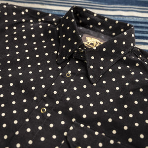 Indigofera Ike Polkadot Corduroy Shirt Black Close Up Collar