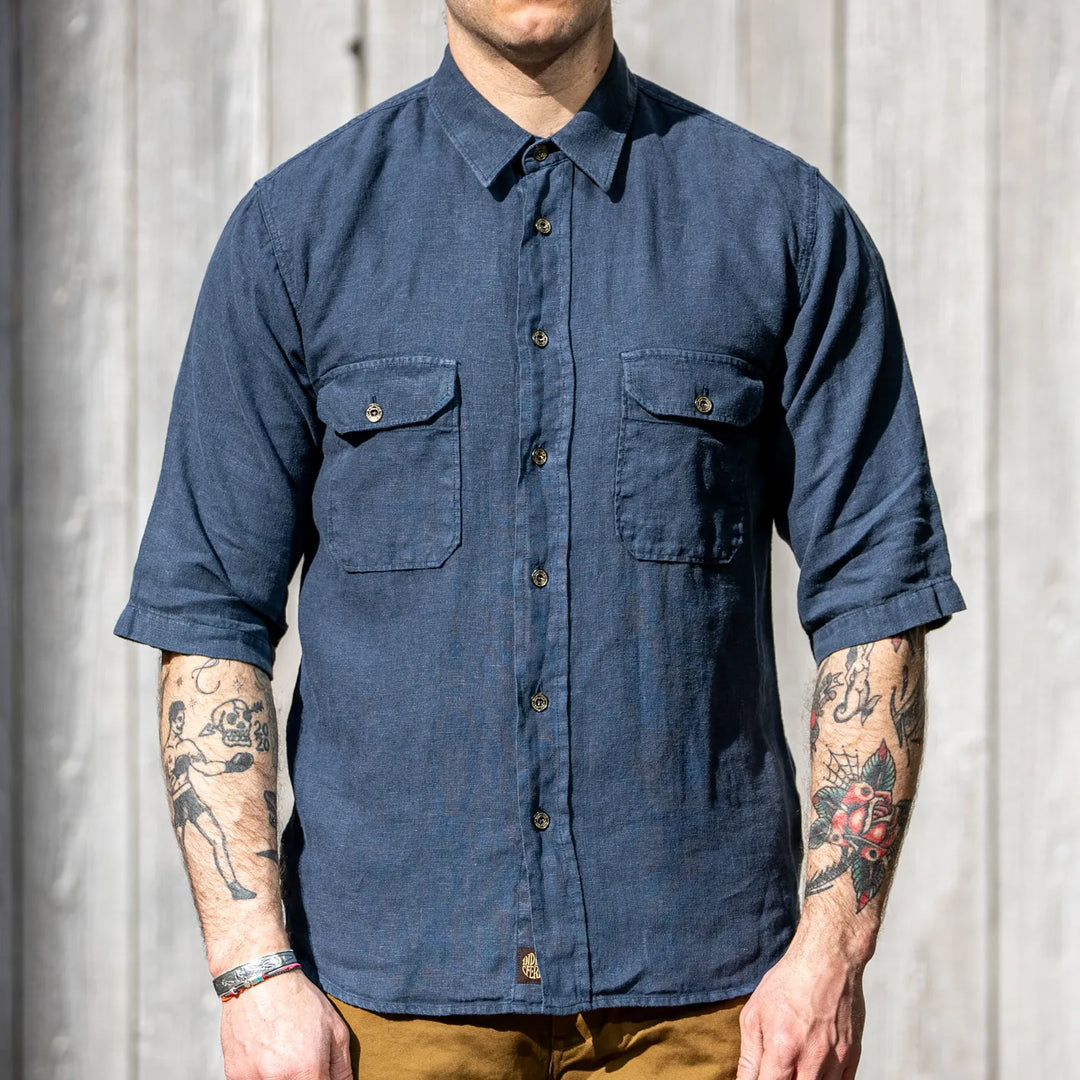 Indigofera Delray Linen Canvas Shirt – Mood Indigo