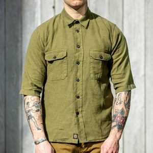 Indigofera Delray Linen Canvas Shirt – Military Olive