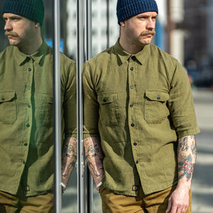 Indigofera Delray Linen Canvas Shirt – Military Olive