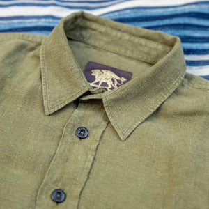 Indigofera Delray Linen Canvas Shirt – Military Olive