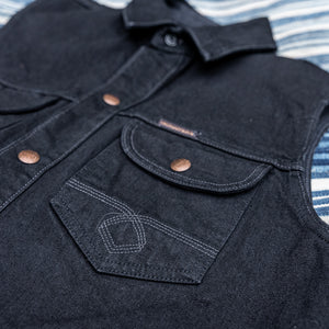Indigofera 14oz Gunpowder ‘Blaze’ Denim Vest – Rinsed