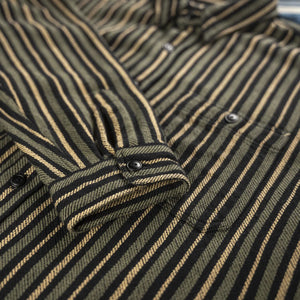 Indigofera McAllen Twill Work Shirt Striped Close Up Sleeve