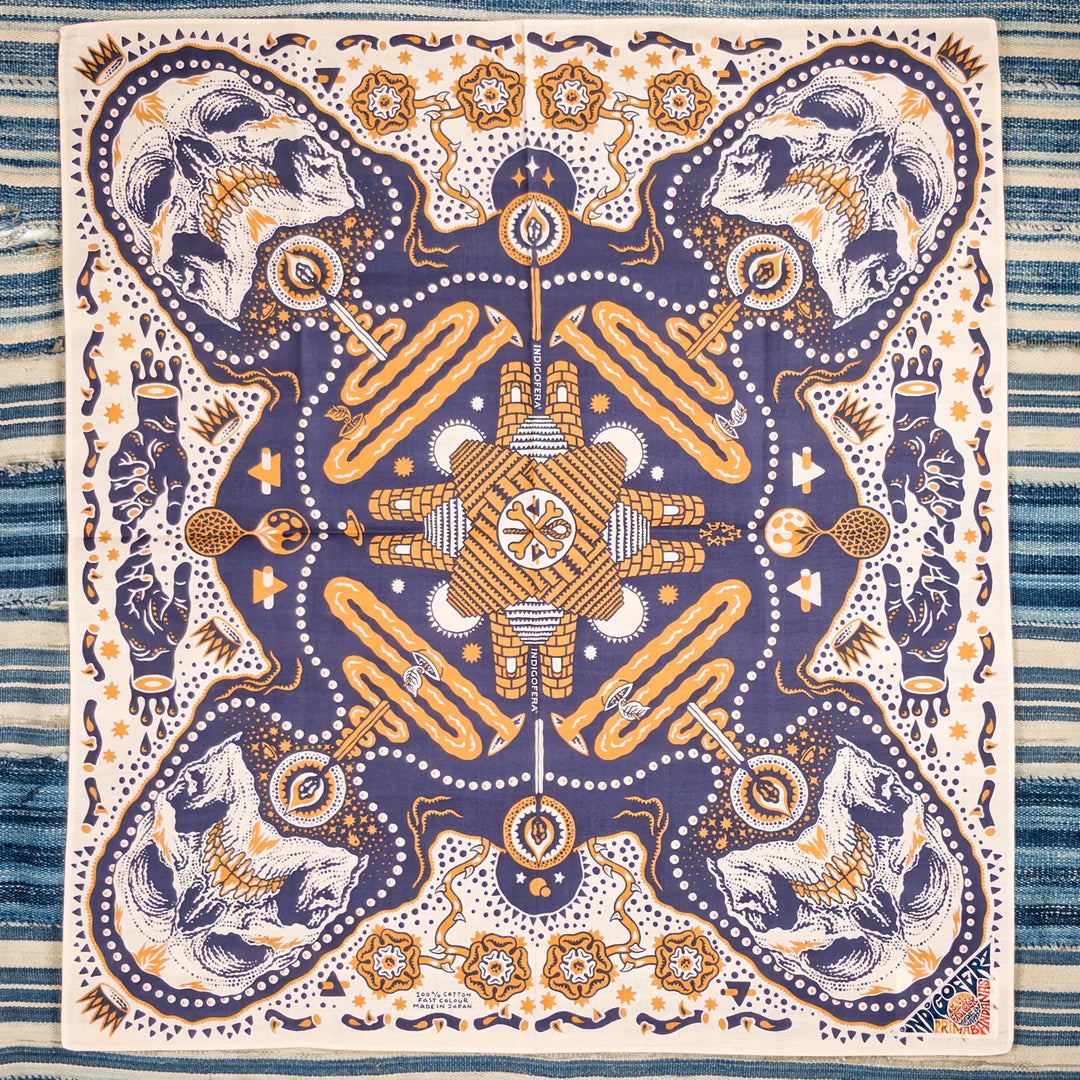 Indigofera Tarot 13 Bandana Off White Blue