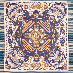 Indigofera Tarot 13 Bandana Off White Blue