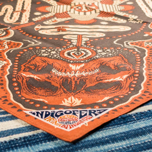 Indigofera Tarot 13 Bandana Red Brown close up