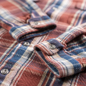 Indigofera Webster Unbrushed Flannel Shirt - Red / Blue
