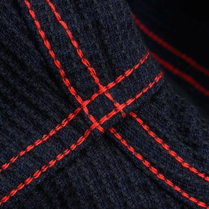 Iron Heart 10oz Dobby Cloth Short Sleeve Mechanic Shirt Indigo IHSH445 detail contrast thread