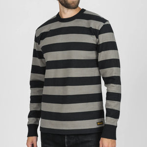 Iron Heart 11oz Heavy Knit Long Sleeve Grey Black worn front