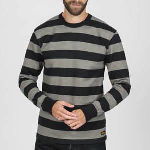 Iron Heart 11oz Heavy Knit Long Sleeve Grey Black worn front 2