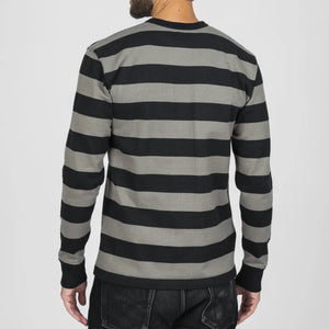 Iron Heart 11oz Heavy Knit Long Sleeve Grey Black worn backside