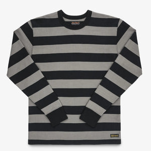 Iron Heart 11oz Heavy Knit Long Sleeve Grey Black front flat