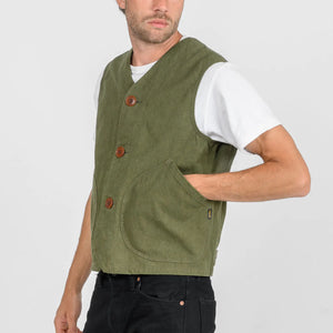 Iron Heart 12oz Duck Canvas Hunting Vest Olive IHV52 worn semi profile