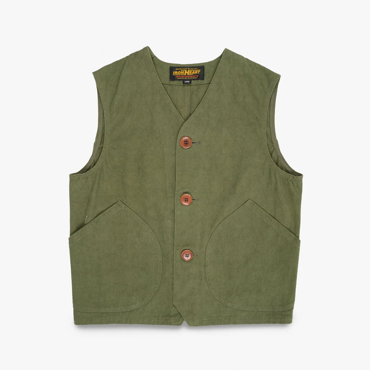 Iron Heart IHV-52 12oz Duck Canvas Vest Olive - Made in Japan
