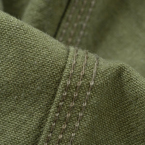 Iron Heart 12oz Duck Canvas Hunting Vest Olive IHV52 close up triple needle seam