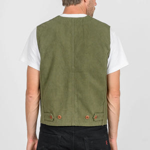 Iron Heart 12oz Duck Canvas Hunting Vest Olive IHV52 worn backside