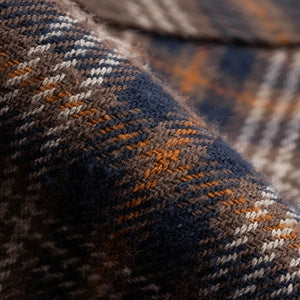 Iron Heart 12oz Slubby Ultra Heavy Flannel Check Western Shirt Brown IHSH431 close up fabric