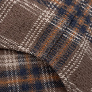 Iron Heart 12oz Slubby Ultra Heavy Flannel Check Western Shirt Brown IHSH431 detail side gusset