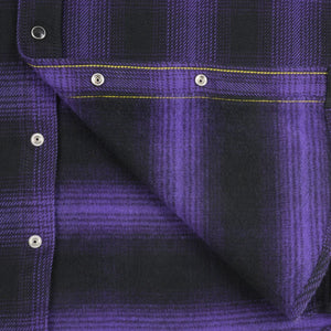 Iron Heart 12oz Ultra Heavy Flannel Check Western Shirt Purple IHSH-264