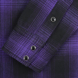 Iron Heart 12oz Ultra Heavy Flannel Check Western Shirt Purple IHSH-264
