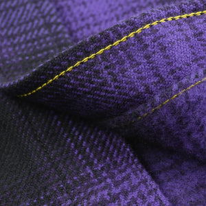 Iron Heart 12oz Ultra Heavy Flannel Check Western Shirt Purple IHSH-264