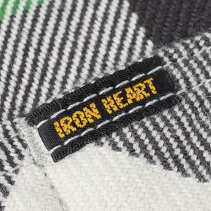 Iron Heart 12oz Ultra Heavy Flannel Vintage Check Work Overshirt Green IHSH428 detail label