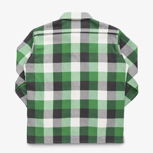 Iron Heart 12oz Ultra Heavy Flannel Vintage Check Work Overshirt Green IHSH428 backside