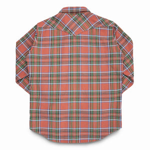 Iron Heart 12oz Ultra Heavy Flannel The Watermelon Man Western Shirt Red IHSH436 flat backside