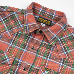 Iron Heart 12oz Ultra Heavy Flannel The Watermelon Man Western Shirt Red IHSH436 detail collar