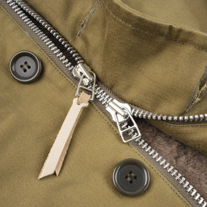 Iron Heart IHM35 12oz Whipcord N1 Deck Jacket Khaki  detail two way zipper