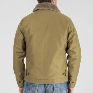 Iron Heart IHM35 12oz Whipcord N1 Deck Jacket Khaki worn backside