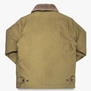 Iron Heart IHM35 12oz Whipcord N1 Deck Jacket Khaki backside flat