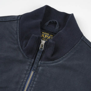 Iron Heart 12oz Whipcord Tanker Jacket Navy IHM47 collar zip closed