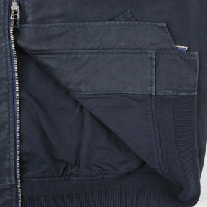 Iron Heart 12oz Whipcord Tanker Jacket Navy IHM47 detail open zip lining