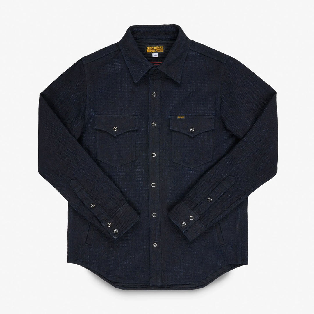 Iron Heart 13oz Dobby Cloth CPO Shirt Indigo IHSH437 front flat
