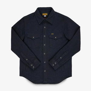 Iron Heart 13oz Dobby Cloth CPO Shirt Indigo IHSH437 front flat