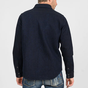 Iron Heart 13oz Dobby Cloth CPO Shirt Indigo IHSH437 worn backside