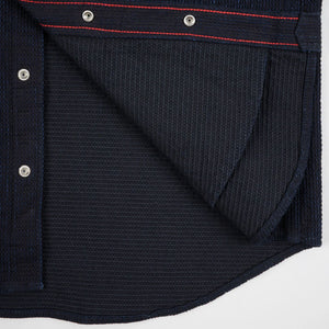 Iron Heart 13oz Dobby Cloth CPO Shirt Indigo IHSH437 close up fabric inside
