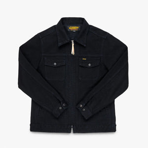 Iron Heart 14oz Broken Twill Selvedge Denim Work Jacket Indigo Overdyed Black IHJ123OD front