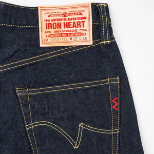 Iron Heart 14oz Selvedge Denim 1955 Vintage Tapered Jeans Regular Tapered IH 1955S 142 detail leather patch
