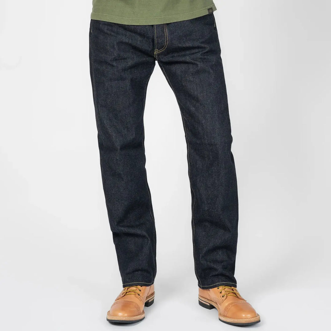Iron Heart 14oz Selvedge Denim 1955 Vintage Tapered Jeans Regular Tapered IH 1955S 142 worn front