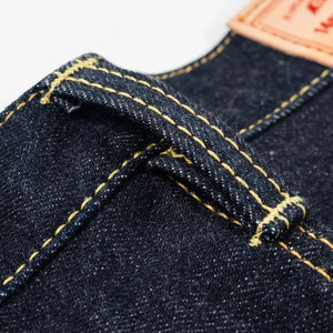 Iron Heart 14oz Selvedge Denim 1955 Vintage Tapered Jeans Regular Tapered IH 1955S 142 close up belt loop