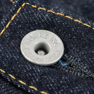 Iron Heart 14oz Selvedge Denim 1955 Vintage Tapered Jeans Regular Tapered IH 1955S 142 close up button