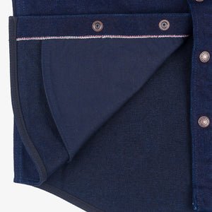 Iron Heart 19oz Selvedge Denim CPO Shirt Indigo Black IHSH409 detail placket selvedge id