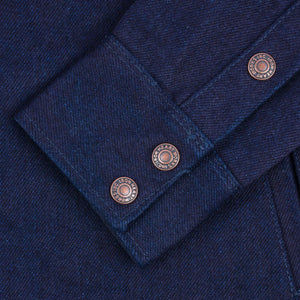 Iron Heart 19oz Selvedge Denim CPO Shirt Indigo Black IHSH409 close up cuff