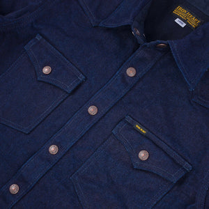 Iron Heart 19oz Selvedge Denim CPO Shirt Indigo Black IHSH409 detail button front