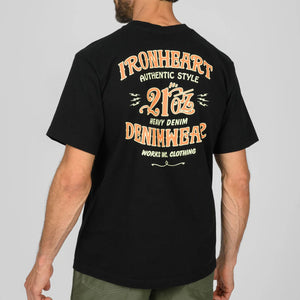 Iron Heart IHT-2603 Loopwheeled Print TShirt Black worn backside